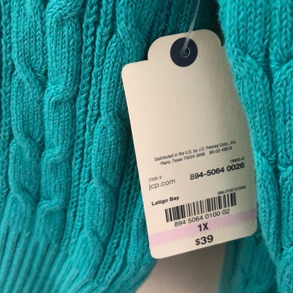 St. John's Bay Cable V-Neck Sweater - Plus - Picture 5 of 5